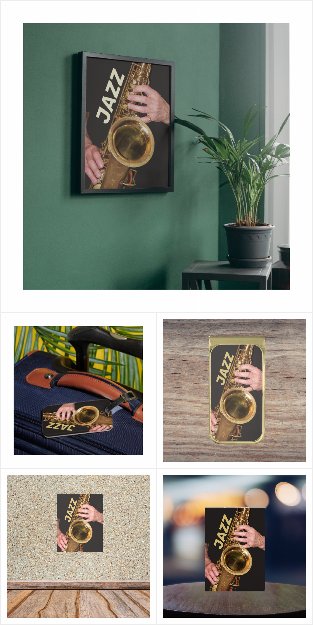 Jazzman Playing Gold Saxophone
