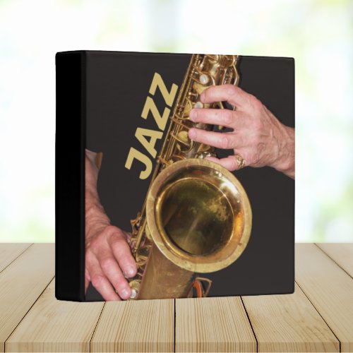 Jazzman Playing Gold Saxophone 3 Ring Binder