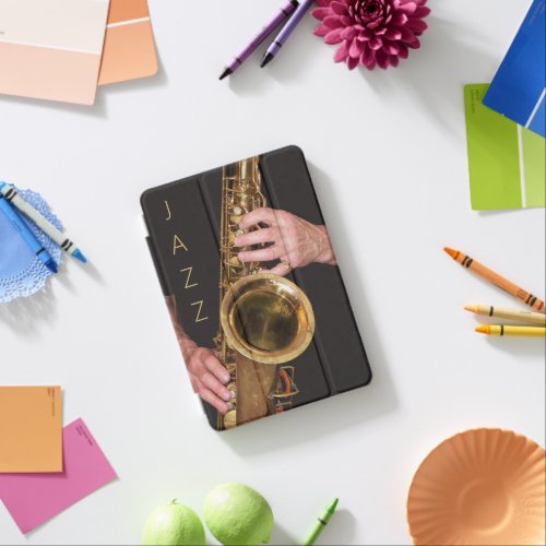Jazzman Playing Gold Saxophone iPad Mini Cover