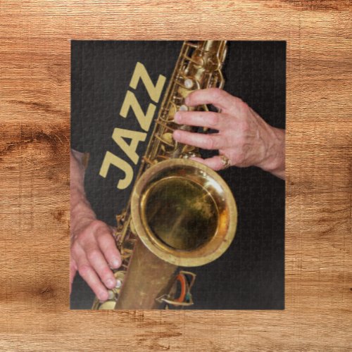 Jazzman Playing Gold Saxophone Jigsaw Puzzle