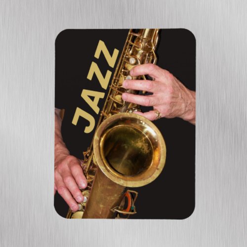 Jazzman Playing Gold Saxophone Magnet