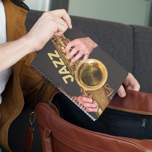 Jazzman Playing Gold Saxophone Notebook