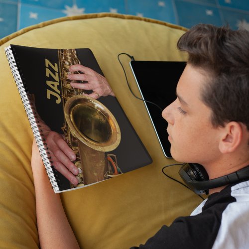 Jazzman Playing Gold Saxophone Notebook