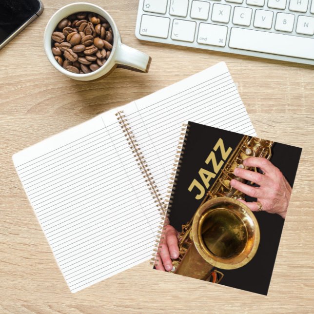 Jazzman Playing Gold Saxophone Notebook (In Situ)