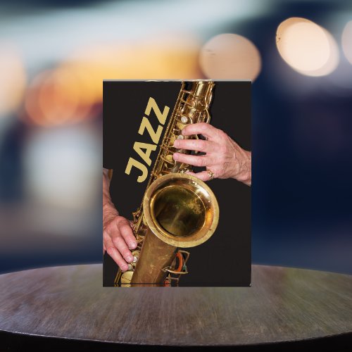 Jazzman Playing Gold Saxophone Photo Block