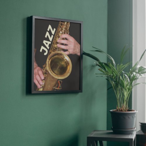 Jazzman Playing Gold Saxophone Photographic Foil Prints