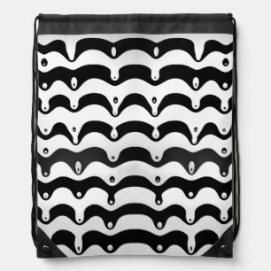 Jazzy Black and White Melting Zebra Stripes Drawstring Bag