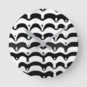 Jazzy Black and White Zebra Stripes Melting Round Clock