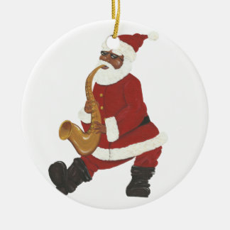 Jazzy Black Santa Christmas Ornament