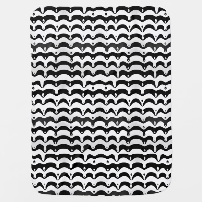 Jazzy Black & White Melting Zebra Stripes Baby Blanket (Front)