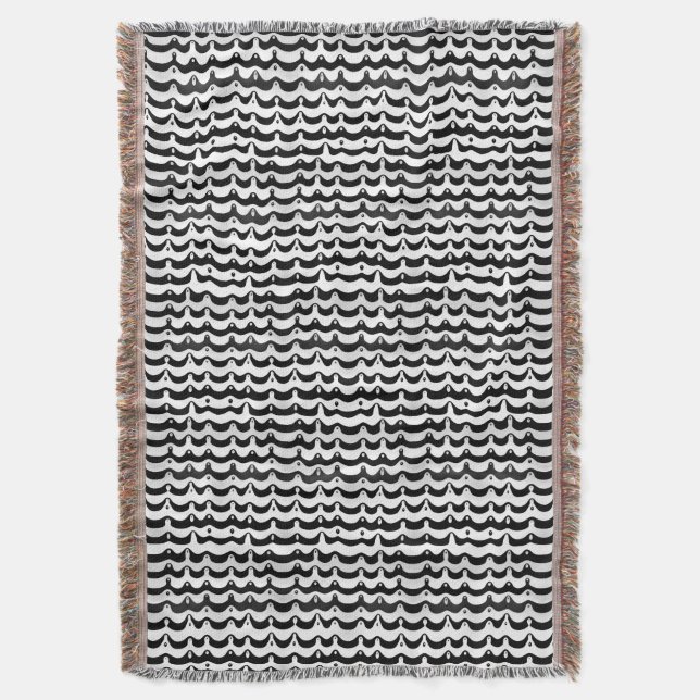 Jazzy Black & White Melting Zebra Stripes Throw Blanket (Front Vertical)