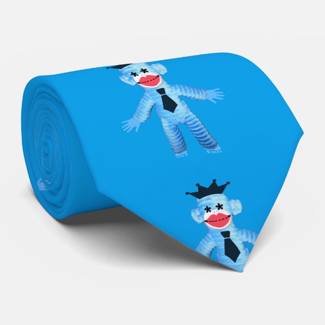 Jazzy Blue Monkey Neck Tie (Rolled)
