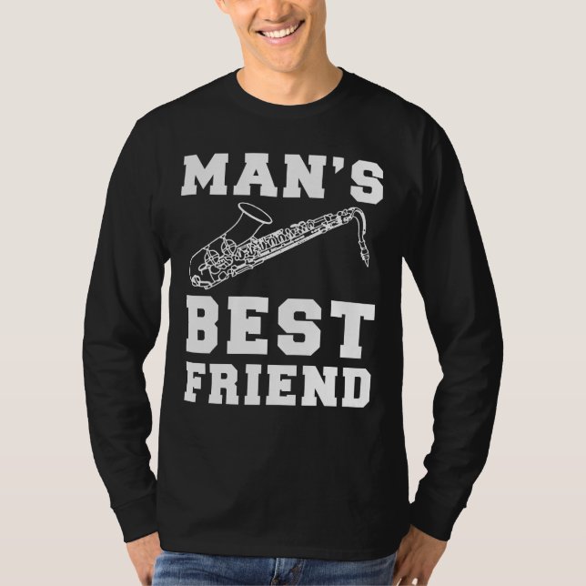 Jazzy Chuckles: Saxophone - Mans Best Friend Tee f (Front)