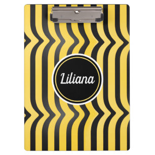 Jazzy Cute Black and Yellow Striped Bumblebee Clipboard