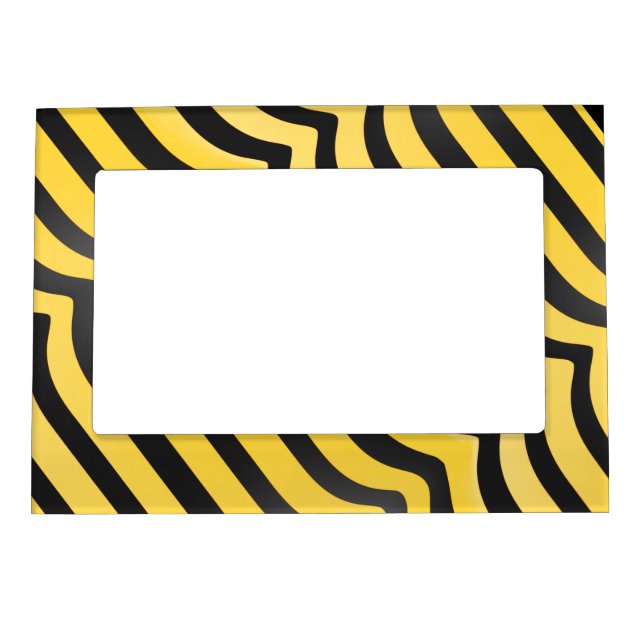 Jazzy Cute Black and Yellow Striped Bumblebee Magnetic Frame (Front)