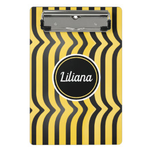 Jazzy Cute Black and Yellow Striped Bumblebee Mini Clipboard