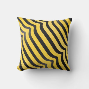 Jazzy Cute Black and Yellow Striped Bumblebee Throw Pillow