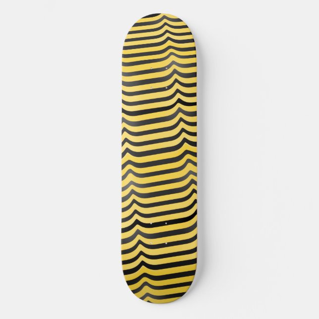 Jazzy Cute Black & Yellow Striped Bumblebee Skateboard (Front)