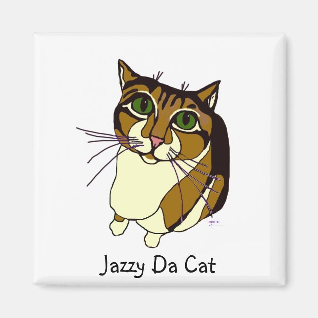 Jazzy Da Cat Sq Magnet (Front)