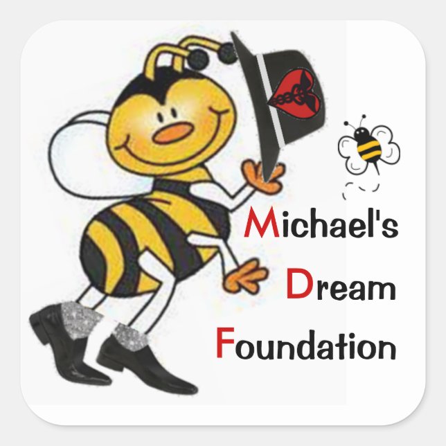 Jazzy Dream Bee Square Sticker (Front)