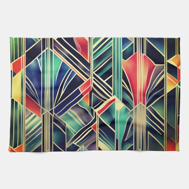  Jazzy Geometric  Elegant Classic Boho Art  Kitchen Towel (Horizontal)