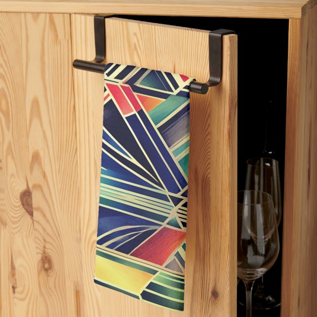  Jazzy Geometric  Elegant Classic Boho Art  Kitchen Towel (Thirds Fold)