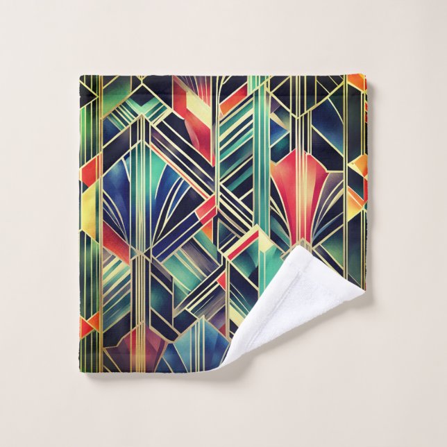 Jazzy Geometric  Elegant Classic Boho Geometrical  Bath Towel Set (Wash Cloth)