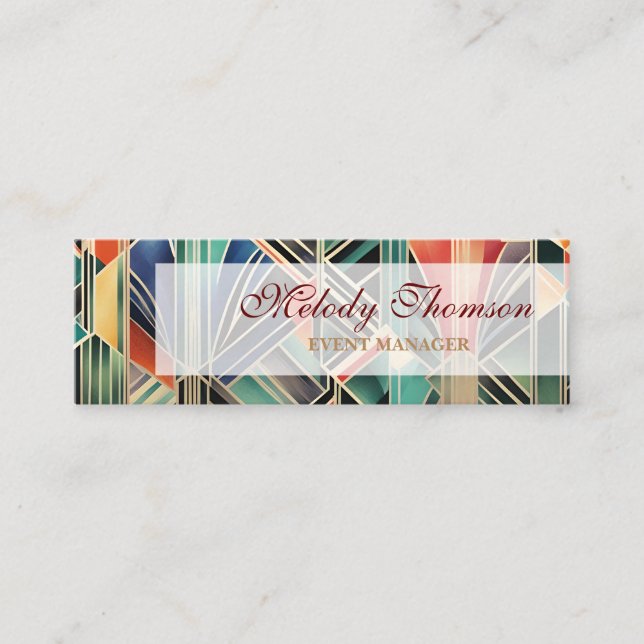 Jazzy Geometric  Elegant Classic Boho Geometrical  Mini Business Card (Front)