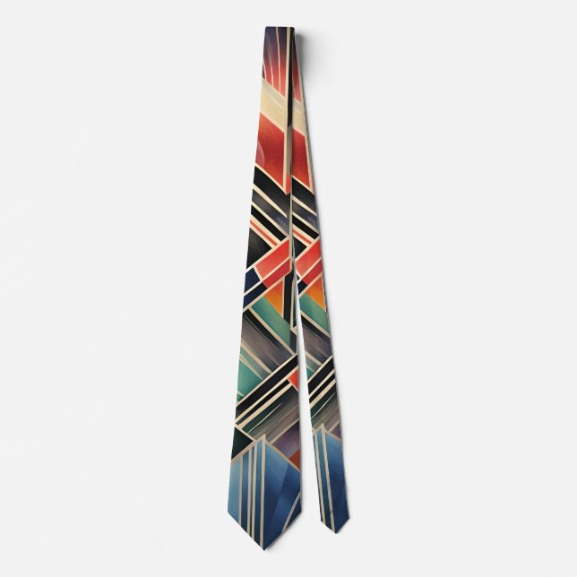 Jazzy Geometric  Elegant Classic Boho Geometrical  Neck Tie (Front)