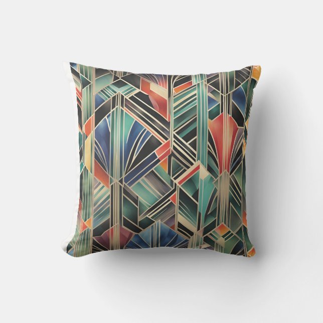 Jazzy Geometric  Elegant Classic Boho Geometrical  Outdoor Pillow (Front)