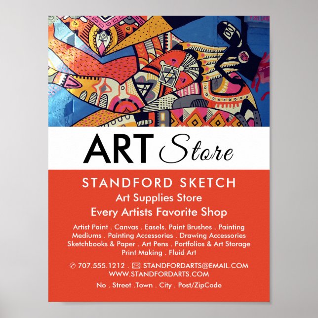 Jazzy Graffiti Art, Art Supplies Store Poster (Front)