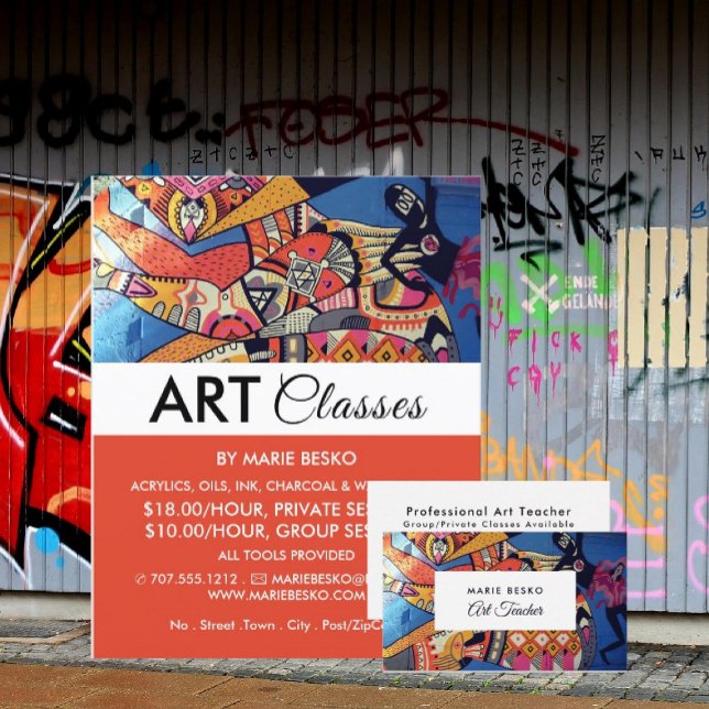 Jazzy Graffiti Art, Art Teacher Business Card (Creator Uploaded)