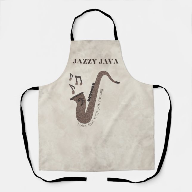 Jazzy Java-Coffee Beans-Saxophone- Apron (Front)