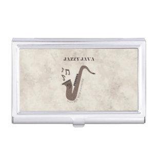 Jazzy Java-Coffee Beans-Saxophone- Business Card Case