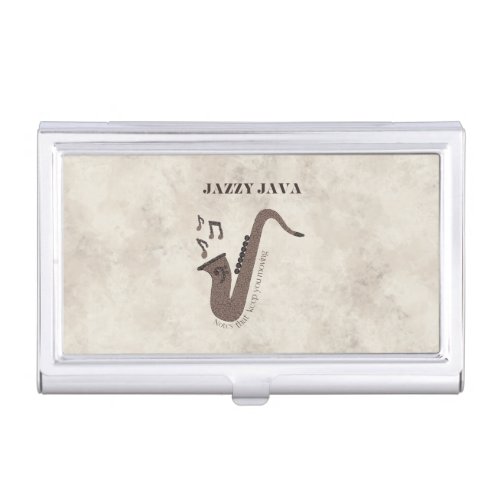 Jazzy Java_Coffee Beans_Saxophone_ Business Card Case