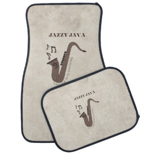 Jazzy Java-Coffee Beans-Saxophone- Car Floor Mat