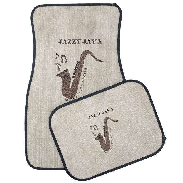 Jazzy Java-Coffee Beans-Saxophone- Car Floor Mat (Set)