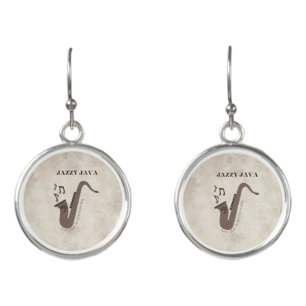 Jazzy Java-Coffee Beans-Saxophone- Earrings