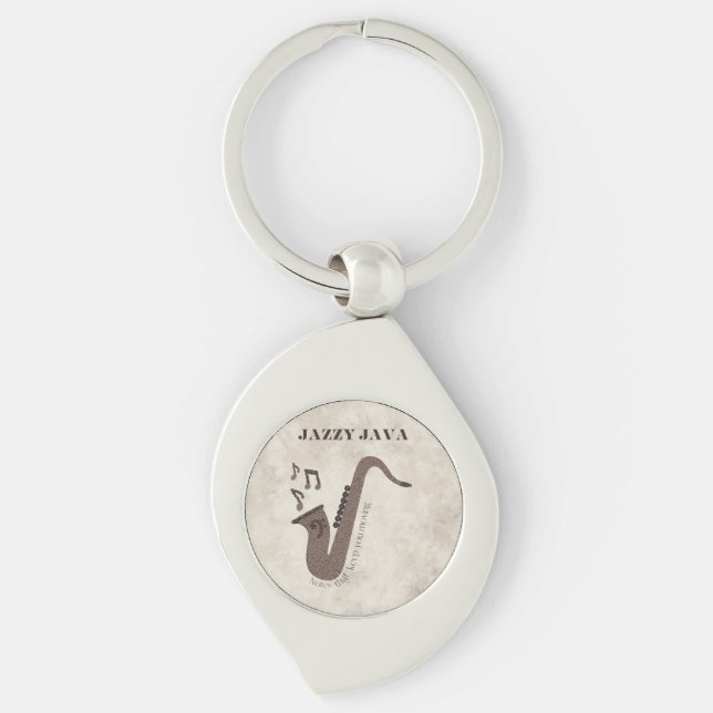 Jazzy Java-Coffee Beans-Saxophone- Keychain (Front)