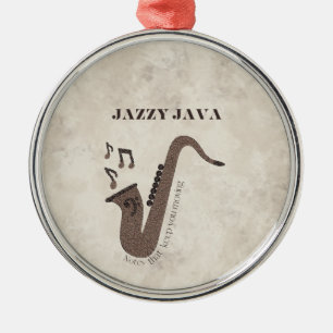 Jazzy Java-Coffee Beans-Saxophone- Metal Ornament