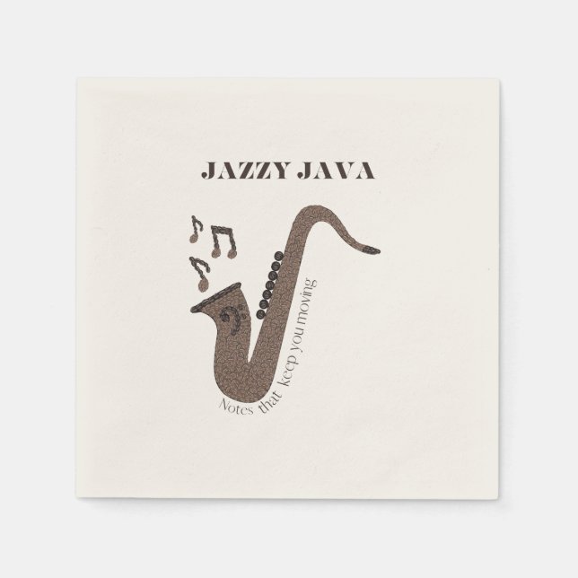 Jazzy Java-Coffee Beans-Saxophone- Napkins (Front)