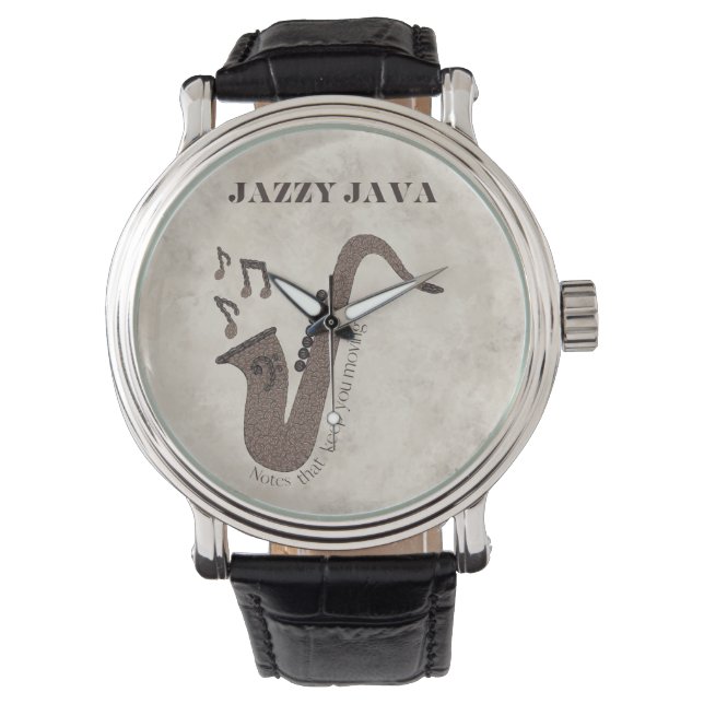 Jazzy Java-Coffee Beans-Saxophone- Watch (Front)