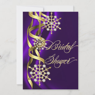 Jazzy Jeweled Snowflakes Purple & Gold Invitation