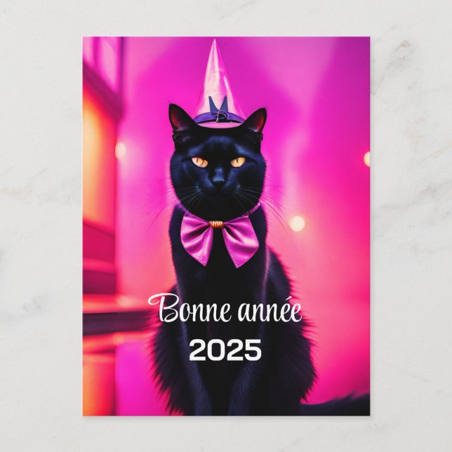 Jazzy Kitty   - Bonne année Holiday Postcard (Front)