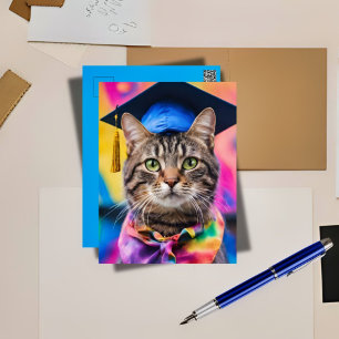 Jazzy Kitty grad hat Holiday Postcard
