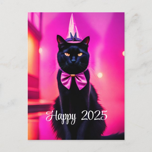 Jazzy Kitty   - Happy 2025 Holiday Postcard (Front)