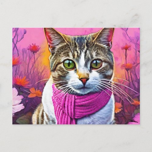 Jazzy Kitty  in early spring Postcard