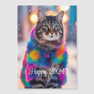 Jazzy Kitty   in fur  coat  - Happy 2024