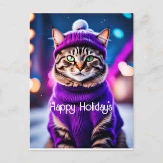 Jazzy Kitty  in purple sweater 