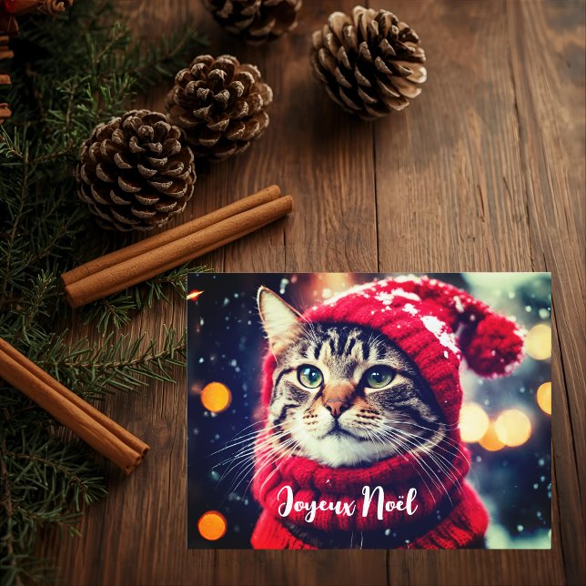 Jazzy Kitty  in red sweater  - Noel  Holiday Postcard (Creator Uploaded)